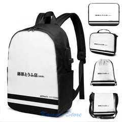 Initial D Trueno AE86 USB Charge Backpack Laptop School Bag