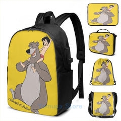 Funny Graphic Mowgli Baloo Shirt Sticker Mask USB Charge Backpack