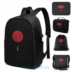 Seven Samurai USB Charge Backpack Men School Travel Laptop Bag