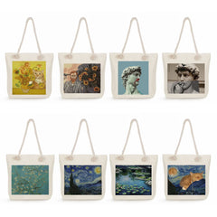 Funny Handbags Female Foldable High Capacity Casual Women Shopping Bags Van Gogh