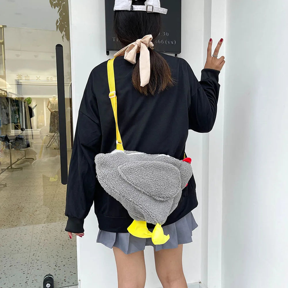 Funny Plush Chicken Crossbody Bag Soft Tote Handbag for Women Girls