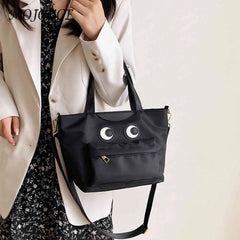 Funny Shoulder Handbag Fun Eyes Prints Nylon Bucket Lunch Bag