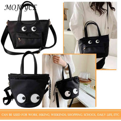 Funny Shoulder Handbag Fun Eyes Prints Nylon Bucket Lunch Bag