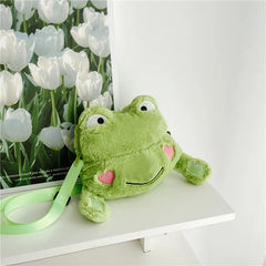 Funny Frog Plush Shoulder Bag Powder Blusher Crossbody Bag