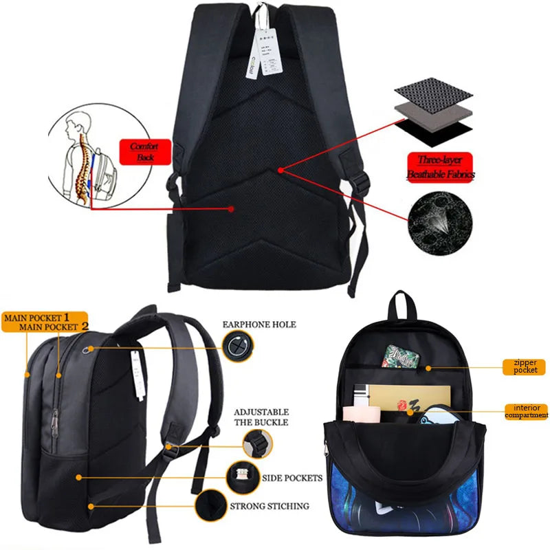 Funny Space Cat Unicorn Backpack Laser Cat Kitty Daypack Children