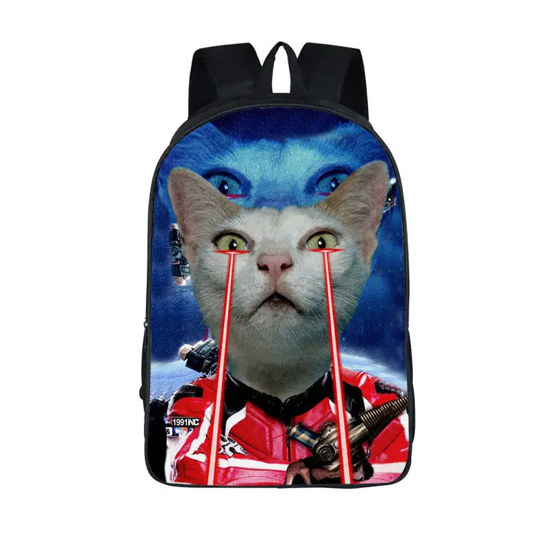 Funny Space Cat Unicorn Backpack Laser Cat Kitty Daypack Children