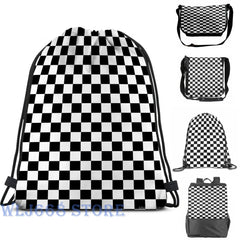 Funny Graphic Print Shoulder Bag - Ska Checkerboard Single Shoulder Backpack