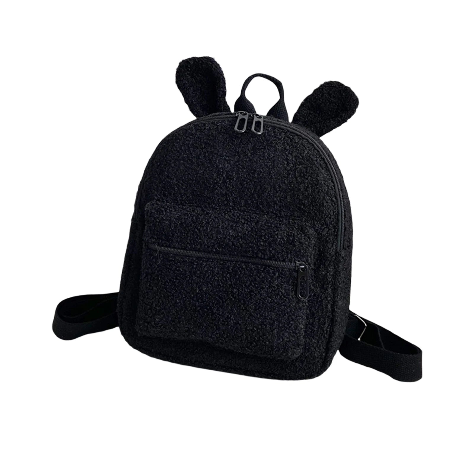 Fuzzy Rabbit Backpack Plush School Bag with Bunny Ears Zipper
