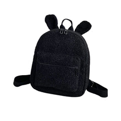 Fuzzy Rabbit Backpack Plush School Bag with Bunny Ears Zipper