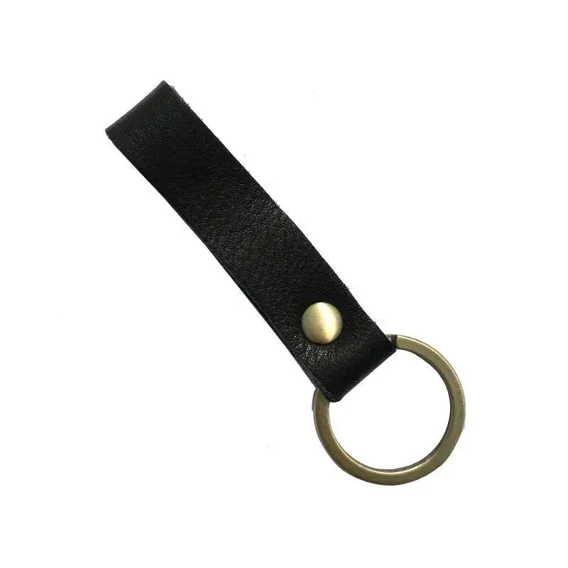 Slim Leather Keychain for Men Women Cowhide Keychains