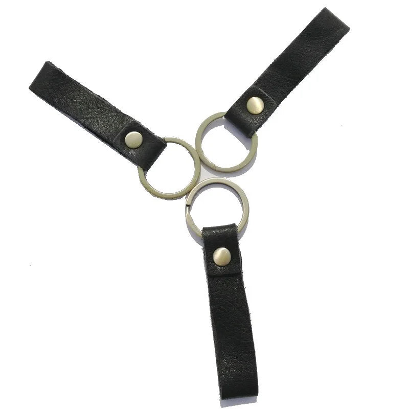 Slim Leather Keychain for Men Women Cowhide Keychains