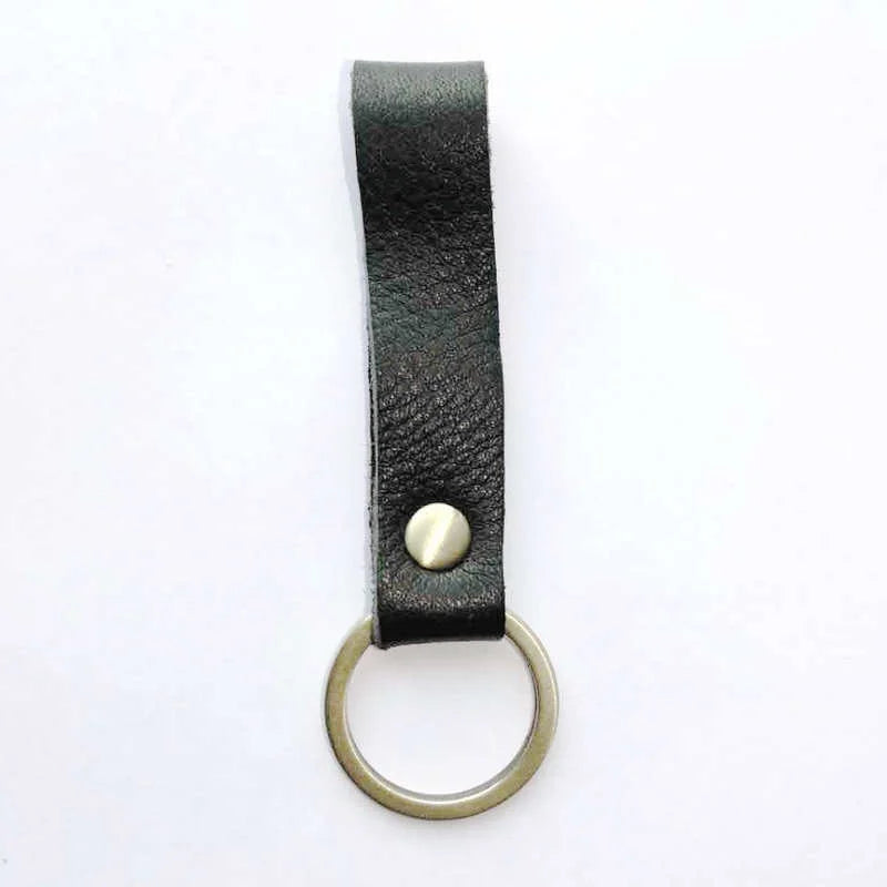 Slim Leather Keychain for Men Women Cowhide Keychains