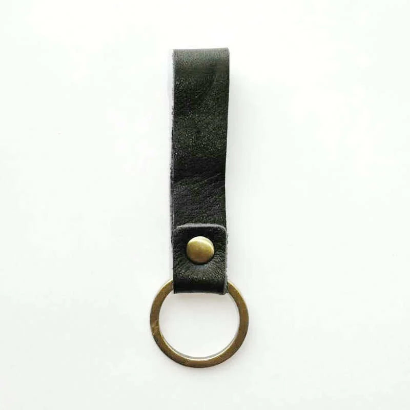 Slim Leather Keychain for Men Women Cowhide Keychains