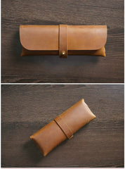 Leather Pencil Case Large Capacity Cowhide Glasses Bag