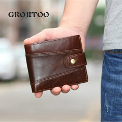 Oil Wax Leather Men Wallet Top Layer Cowhide Large Capacity Wallet