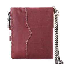RFID Leather Wallet with Canvas Anti-Theft Design