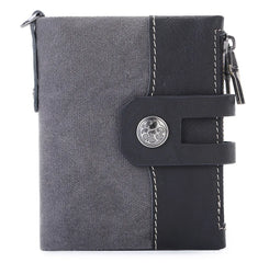 RFID Leather Wallet with Canvas Anti-Theft Design
