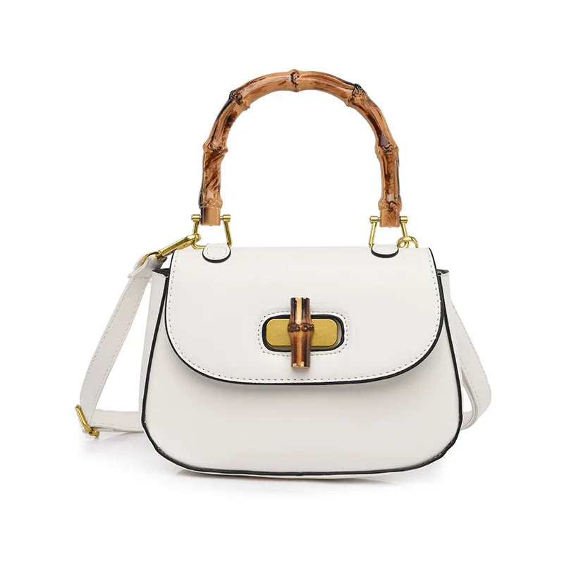 Women's Bamboo Saddle Bag Shoulder Crossbody Purse Handbag