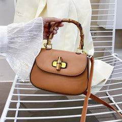 Women's Bamboo Saddle Bag Shoulder Crossbody Purse Handbag