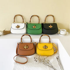 Women's Bamboo Saddle Bag Shoulder Crossbody Purse Handbag