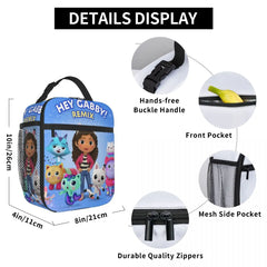 Gabby Cats Lunch Bag for Outdoor Picnic Pandy Paws Mermaid