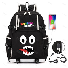 Rainbow Game Cosplay Backpack Boys Girls Student School Bag USB Charging