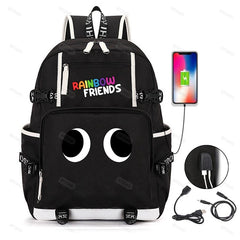 Rainbow Game Cosplay Backpack Boys Girls Student School Bag USB Charging