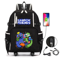 Rainbow Game Cosplay Backpack Boys Girls Student School Bag USB Charging