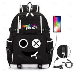 Rainbow Game Cosplay Backpack Boys Girls Student School Bag USB Charging