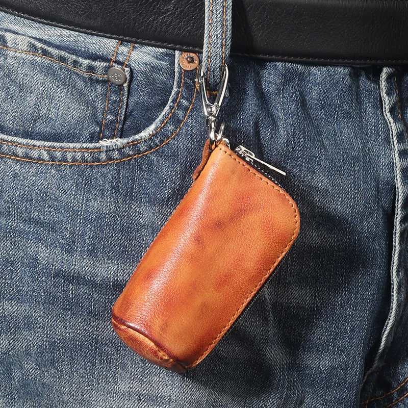 Gebwolf Universal Car Key Case Wallets Retro Cowhide Key Chain Bag Holder