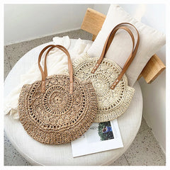 Geestock Summer Beach Bags for Girls Weave Rattan Shoulder Bag