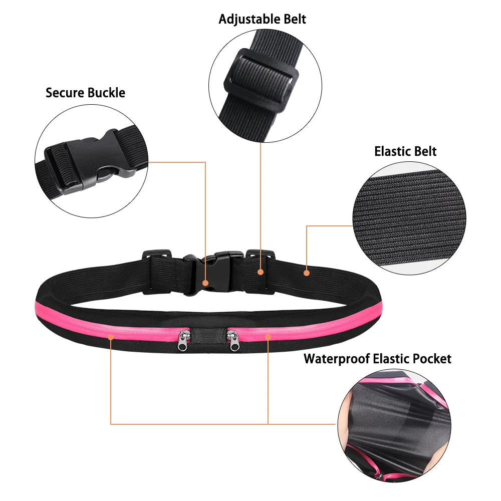 Geestock Waterproof Sport Running Belt Bag Jogging Waist Pocket