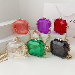 Acrylic Evening Clutch Bag Clear Wedding Chain Mini Shoulder Bag