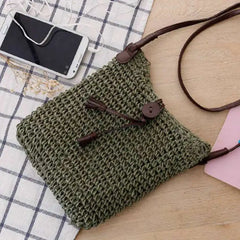 Thai Crochet Messenger Bag with Fringed Shoulder Woven Beach Bag