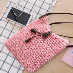 Thai Crochet Messenger Bag with Fringed Shoulder Woven Beach Bag