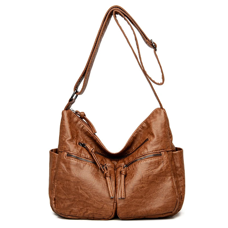 Soft Leather Handbags Large Capacity Tote Bags High Female Shoulder Bags