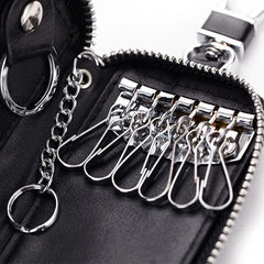 Cow Leather Key Bag Wallet 6 Key Rings
