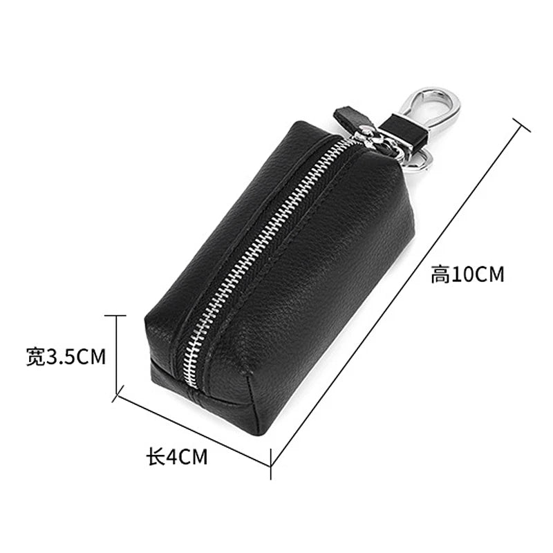 Genuine Leather Key Wallet Small Purse Zipper Key Chain Organizer Bag