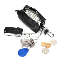 Genuine Leather Key Wallet Small Purse Zipper Key Chain Organizer Bag