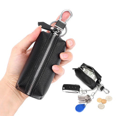Genuine Leather Key Wallet Small Purse Zipper Key Chain Organizer Bag