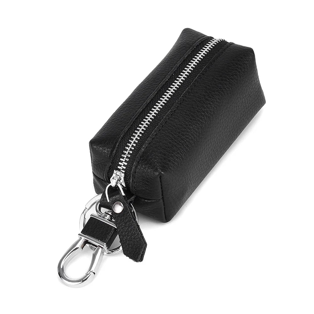 Genuine Leather Key Wallet Small Purse Zipper Key Chain Organizer Bag