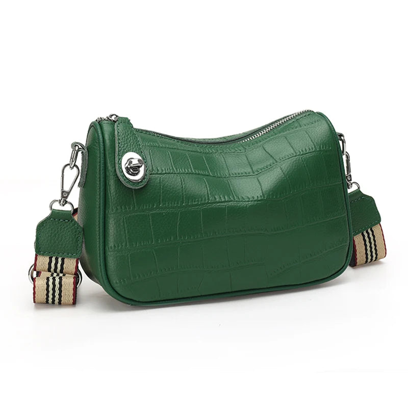 Stone Pattern Crossbody Bag Cow Leather Shoulder Bag Women Real Leather Handbags