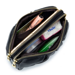 Leather Bag Women Makeup Case Long Wallet Double Zipper Purse