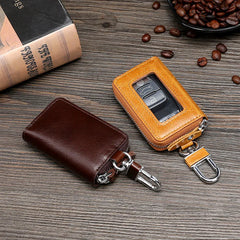 Retro Leather Car Key Case Cover for Men