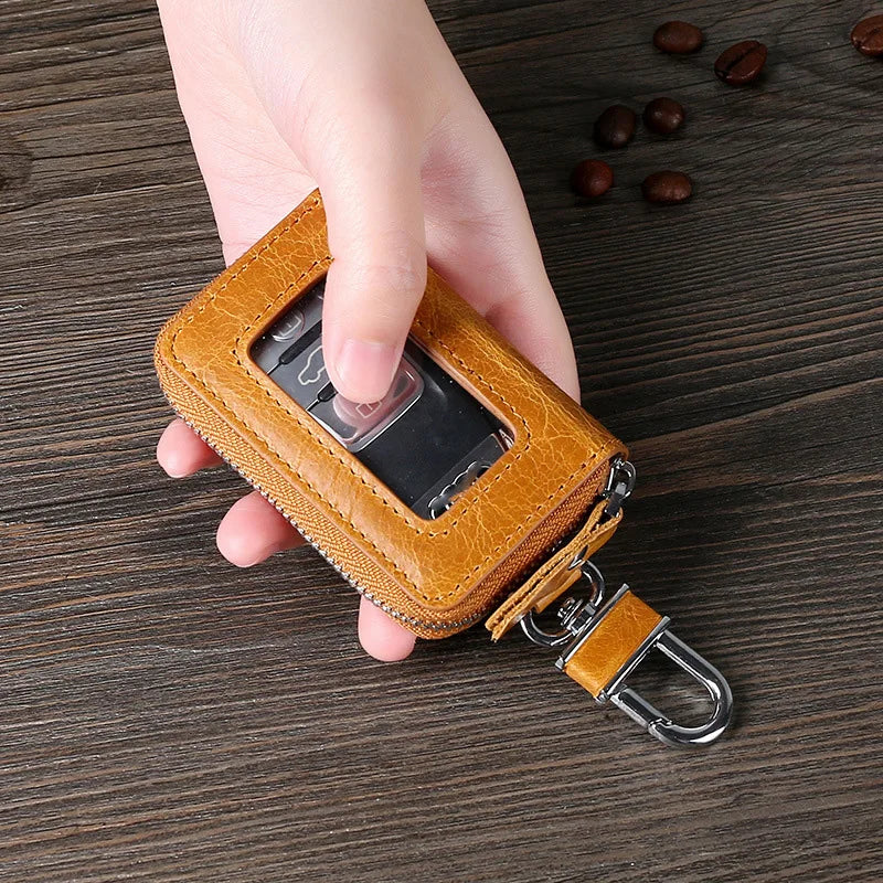 Retro Leather Car Key Case Cover for Men