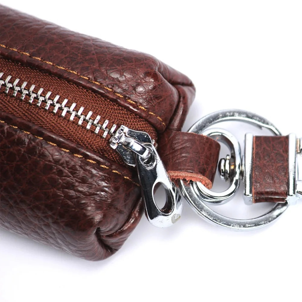 Leather Car Key Wallets Men Key Holder Housekeeper Keychains Zipper Key Case