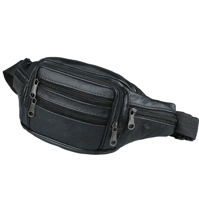 Leather Casual Men's Waist Fanny Packs Hip Belt Bag For Mobile Phone Travel