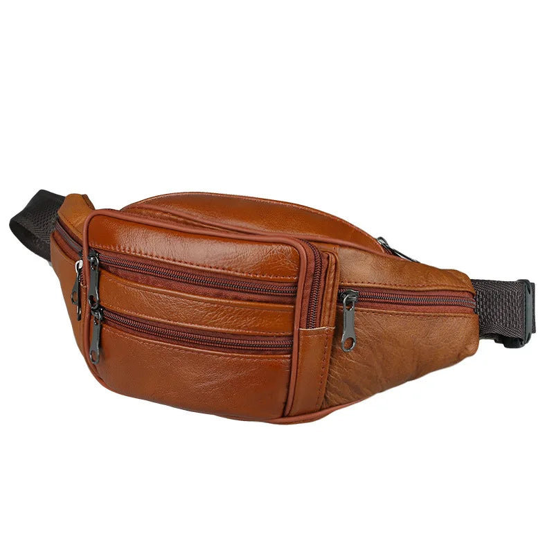 Leather Casual Men's Waist Fanny Packs Hip Belt Bag For Mobile Phone Travel