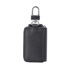 Leather Double Zipper Car Key Bag Wallet Multifunctional Organizer