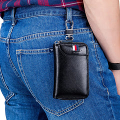 Leather Key Chain Key Holder Zipper Wallet Pouch Purse